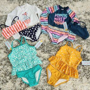 READ! Cat & Jack little girl swimsuit bundle xs 4/5 and 4t